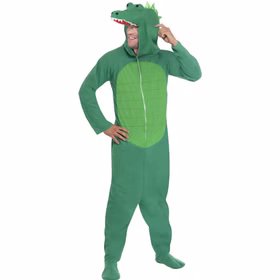 Krokodil Kostüm Croco Kapuze Erwachsene Erwachsener im grünen Krokodil Kostüm Croco mit Kapuze, hellgrüner Bauchpartie und Krokodilschnauze für Fasching und Karneval.