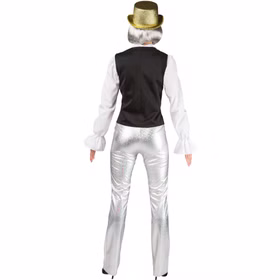Paillettenweste Damen Gold Rückansicht Rückansicht der goldenen Paillettenweste für Damen mit schlicht schwarzer Rückseite für Revue, Tanz und Showkostüme.