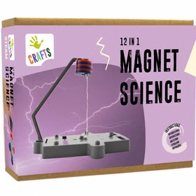 Magnetismus Experimentier Set Verpackung 12-in-1 Magnetismus Experimentier-Set für Kinder mit magnetischem Schwebeexperiment auf der Verpackung und umfangreichem Zubehör.