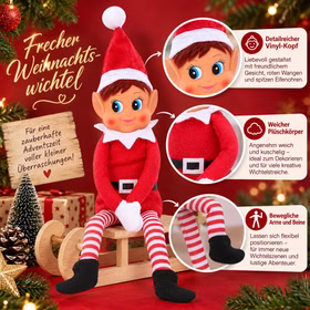 Wichtelmädchen – Produktdetails Wichtelmädchen von Elf with Big Ears mit detailliertem Vinylkopf, weichem rotem Körper und beweglichen Armen und Beinen. Hinweis: KI generiertes Bild