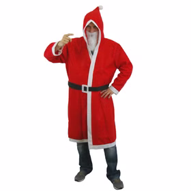 Nikolaus Set 3-tlg. roter Mantel mit Bart und Gürtel Weihnachtsmann Kostüm Weihnachten Heiligabend Weihnachtsmannkostüm rot Mantel Dezember