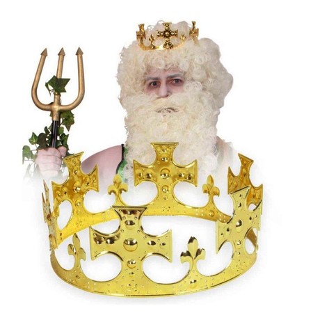 Krone gold Ø 19 cm König Neptun aus Metall für Erwachsene 