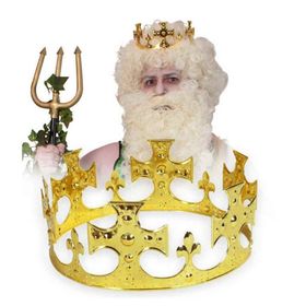 Krone gold Ø 19 cm König Neptun aus Metall für Erwachsene Kostüm-Zubehör Fasching Karneval Mottoparty Krippenspiel Königskrone Neptunkrone Accessoire