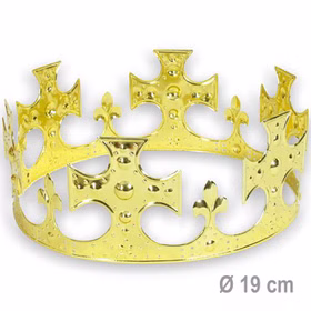 Krone gold Ø 19 cm König Neptun aus Metall für Erwachsene Kostüm-Zubehör Fasching Karneval Mottoparty Krippenspiel Königskrone Neptunkrone Accessoire
