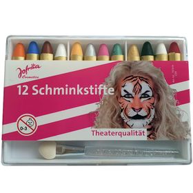 Schminke Make-Up 12 Schminkstifte mit Applikator Kostüm-Zubehör für Kinder & Erwachsene Kinderschminken Kindergeburtstag