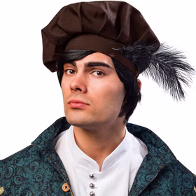 Mittelalter Mütze Barett braun KW 59 cm für Herren Kostüm-Zubehör Burgfest Mittelaltermode Ritterfest Fasching Karneval Mottoparty Accessoire