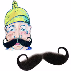 Zwirbelbart Deluxe aus Echthaar schwarz 15 x 5 cm Kaiser Wilhelm Schnurrbart Kostüm-Zubehör Accessoire Fasching Karneval Preuße Mottoparty