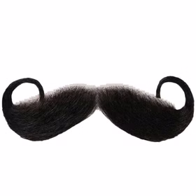 Zwirbelbart Deluxe aus Echthaar schwarz 15 x 5 cm Kaiser Wilhelm Schnurrbart Kostüm-Zubehör Accessoire Fasching Karneval Preuße Mottoparty