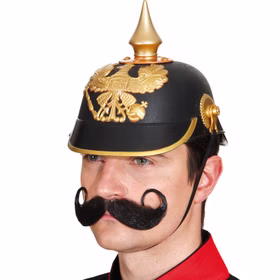 Zwirbelbart Deluxe aus Echthaar schwarz 15 x 5 cm Kaiser Wilhelm Schnurrbart Kostüm-Zubehör Accessoire Fasching Karneval Preuße Mottoparty