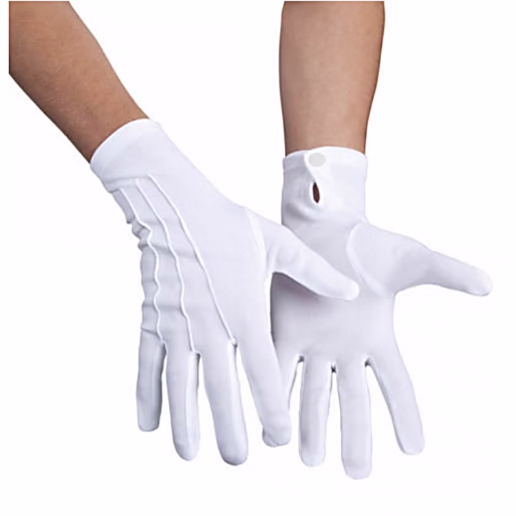 Handschuhe Weiß mit Druckknopf für Erwachsene Gr. M-L Kostüm-Zubehör Biesen Baumwollhandschuhe Weihnachtsmann Chauffeur Baumwollhandschuhe weiß Druckknopf für Erwachsene