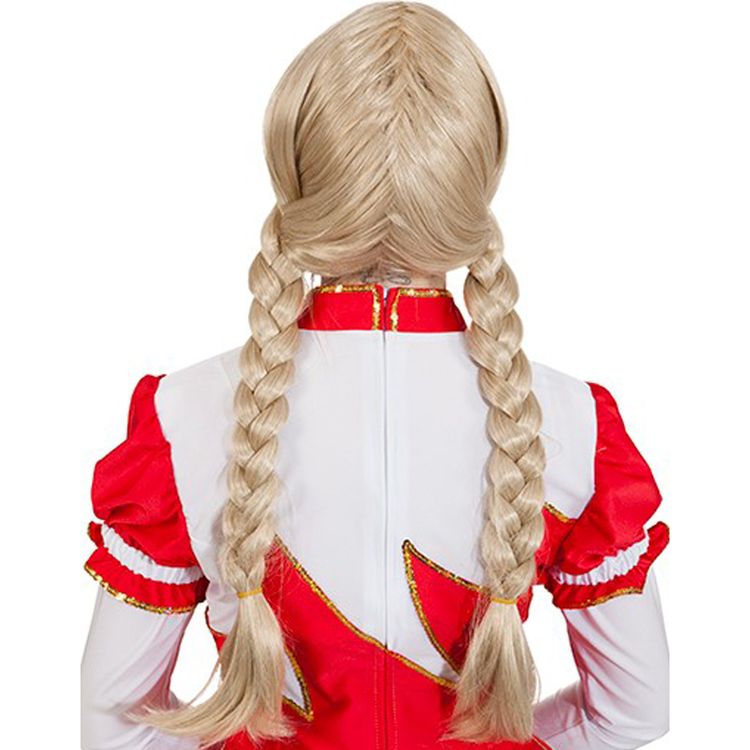 Perücke mit geflochtenen Zöpfen 60 cm Mittelblond Garde Oktoberfest für Damen Perücke mit geflochtenen Zöpfen 60 cm Mittelblond Garde Oktoberfest für Damen Kostüm-Zubehör Fasching Karneval Mottoparty Gardetanz