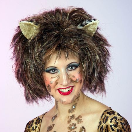 Katzen Perücke Wildkatze Katze mit Plüsch-Ohren Mietze für Damen 