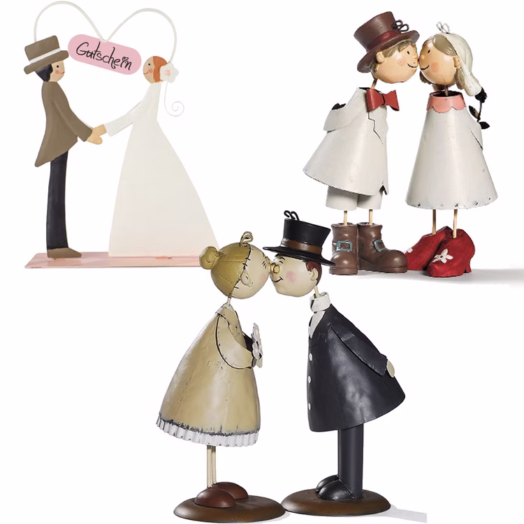 Küssendes Brautpaar aus Metall 18 cm Hochzeit Tisch-Deko Braut & Bräutigam Hochzeitsgeschenk Geschenkidee Verliebtes Paar Ehepaar frisch vermählt Verschiedene Brautpaare zum Thema Hochzeit Goldene Hochzeit und Gutschein zur Hochzeit