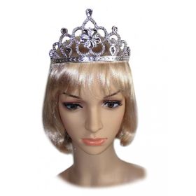 Prinzessin Diadem Cindy Krone silbern 11 x 8 cm für Kinder & Erwachsene Kostüm-Zubehör Prinzessin Accessoire Fasching Karneval Mottoparty