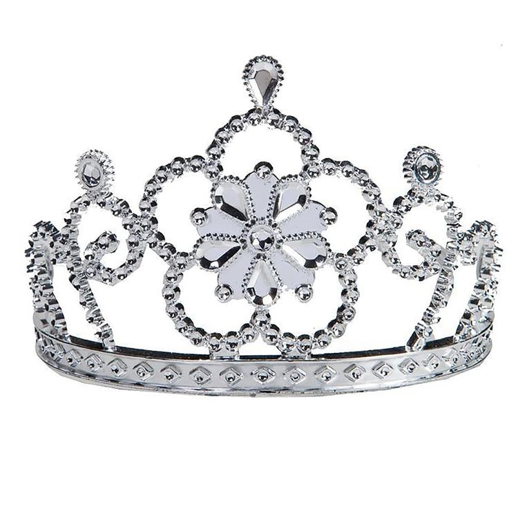 Prinzessin Diadem Cindy Krone silbern 11 x 8 cm für Kinder & Erwachsene Kostüm-Zubehör Prinzessin Accessoire Fasching Karneval Mottoparty