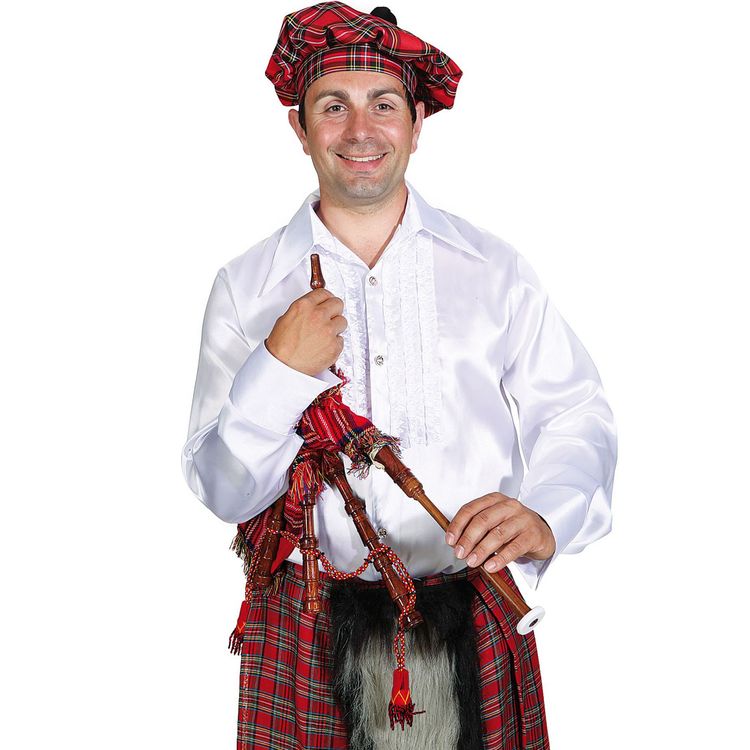 Dudelsack rot-kariert aus Holz mit Funktion Kostüm-Zubehör für Erwachsene Dudelsack mit Funktion rot-kariert Kostüm-Zubehör aus Holz für Erwachsene Accessoire Schottland Fasching Karneval Mottoparty Spielzeug