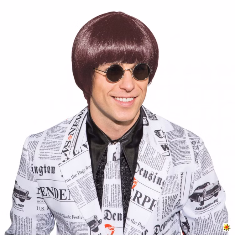 Männer Perücke Pilzkopf braun Kostüm Musiker Sänger Fasching Karneval Männer Perücke Pilzkopf braun Kostüm Musiker Sänger Fasching Karneval
