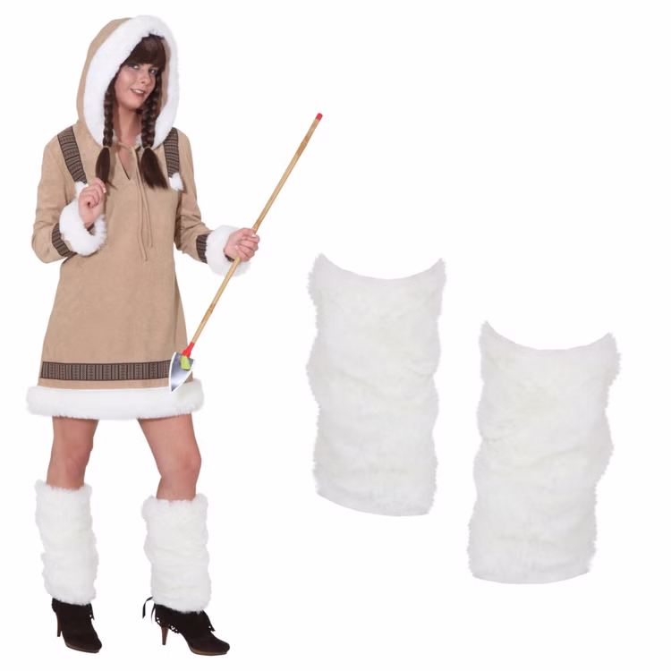 Fellstulpen weiß Plüschstulpen Eskimo für Damen Alaska Inuit Indianer Hippie Steinzeit Kostüm-Zubehör Fasching Hippie Mottoparty Fellstulpen weiß Plüschstulpen Eskimo für Damen Alaska Inuit Indianer Hippie Steinzeit Kostüm-Zubehör Fasching Hippie Mottoparty