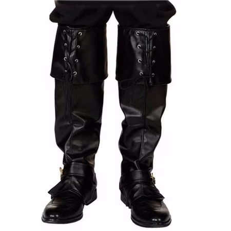 Lederstulpen schwarz Mittelalter Gamaschen Pirat Musketier Lederstulpen schwarz Mittelalter Gamaschen Pirat Musketier