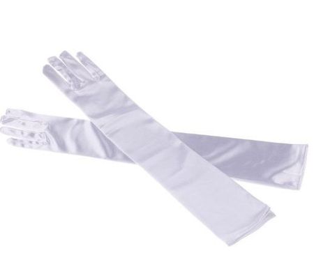 Satin-Handschuhe 40 cm weiß Charleston 20er Jahre für Damen