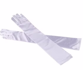 Satin-Handschuhe weiß 40cm Handschuhe Karneval 20er Jahre Charleston Burlesque Kostüm-Zubehör SALE Fasching Karneval Mottoparty Satin-Handschuhe weiß 40cm Handschuhe für Erwachsene