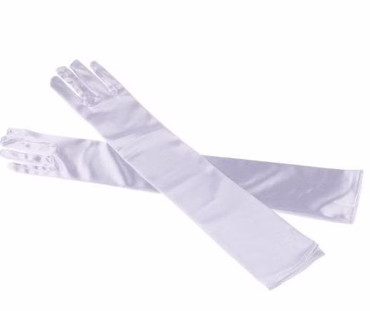 Satin-Handschuhe weiß 40cm Handschuhe Karneval 20er Jahre Charleston Burlesque Kostüm-Zubehör SALE Fasching Karneval Mottoparty Satin-Handschuhe weiß 40cm Handschuhe für Erwachsene