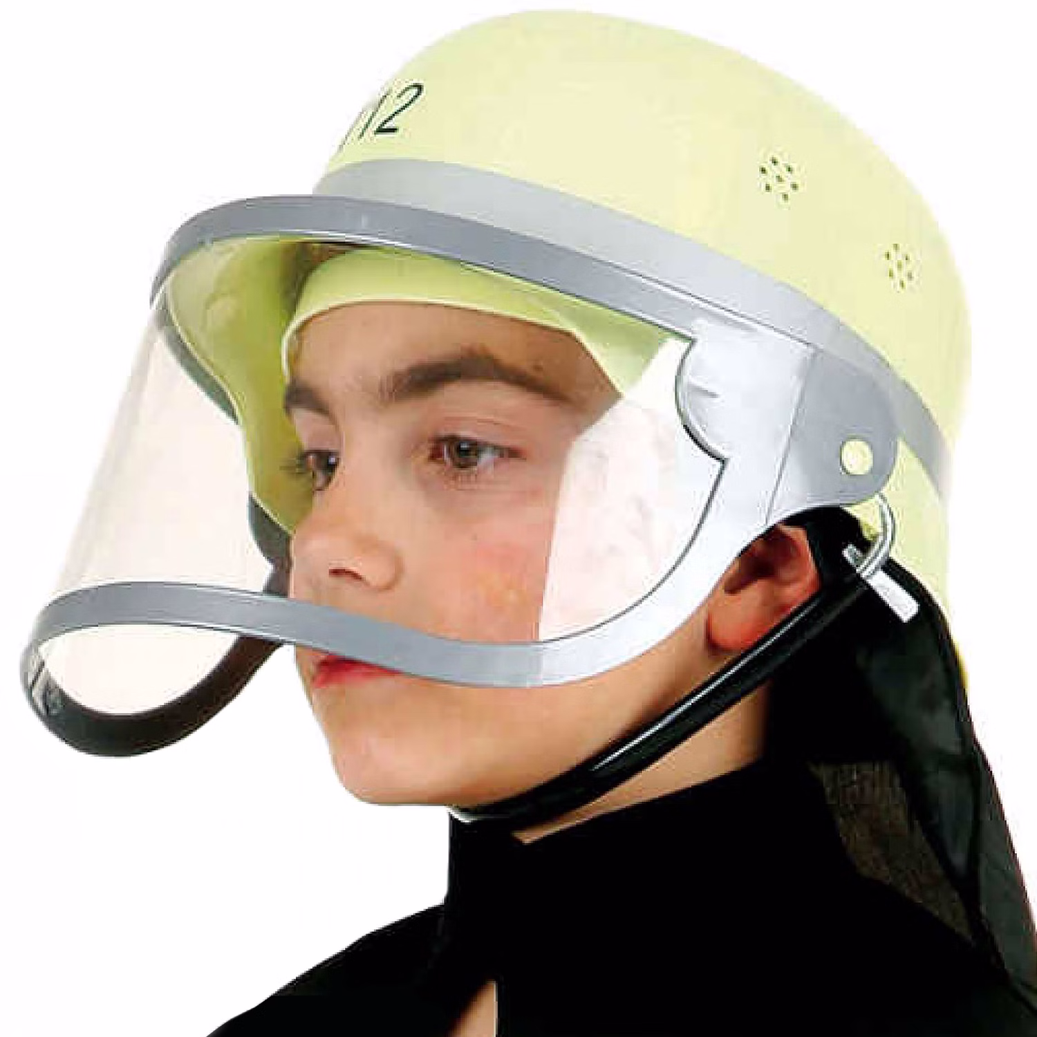 Feuerwehr-Helm mit Klappvisier KW 57 cm für Kinder gelb Kostüm-Zubehör Fasching Karneval Mottoparty Feuerwehrmann Kinderfasching Kindergeburtstag