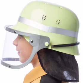 Feuerwehr-Helm mit Klappvisier KW 57 cm für Kinder gelb Kostüm-Zubehör Fasching Karneval Mottoparty Feuerwehrmann Kinderfasching Kindergeburtstag