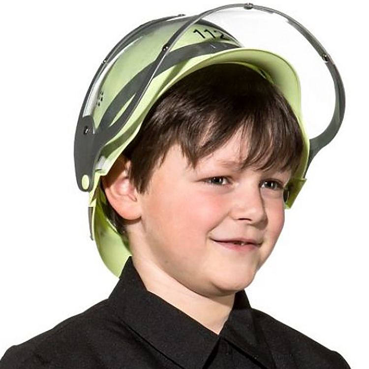 Feuerwehr-Helm mit Klappvisier KW 57 cm für Kinder gelb Kostüm-Zubehör Fasching Karneval Mottoparty Feuerwehrmann Kinderfasching Kindergeburtstag