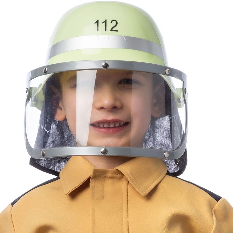 Feuerwehr-Helm mit Klappvisier KW 57 cm für Kinder gelb Kostüm-Zubehör Fasching Karneval Mottoparty Feuerwehrmann Kinderfasching Kindergeburtstag