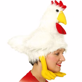 Huhn Mütze Spaß-Hut Henne weiß KW 59 cm Kostüm-Zubehör JGA Ostern Tier-Mütze Kopfbedeckung Fasching Karneval Mottoparty