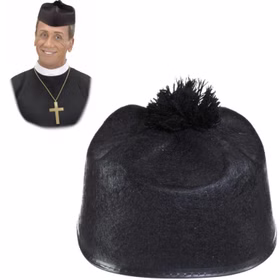 Pfarrer Hut schwarz Pastorenhut für Herren Kostüm-Zubehör Fasching Karneval Mottoparty Accessoire Pfarrer Hut schwarz Pastorenhut für Herren Kostüm-Zubehör Fasching Karneval Mottoparty Accessoire