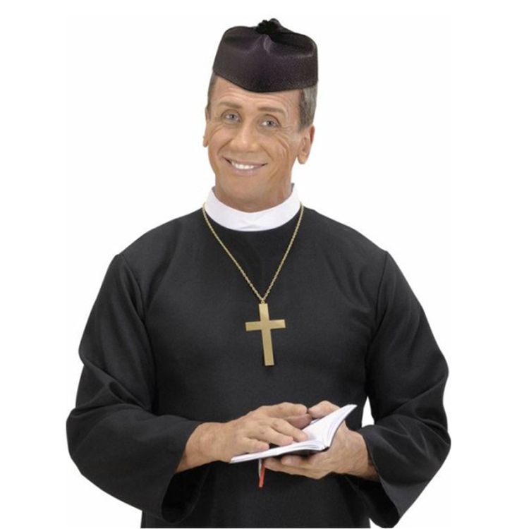 Pfarrer Hut schwarz Pastorenhut für Herren Pfarrer Hut schwarz Pastorenhut für Herren Kostüm-Zubehör Fasching Karneval Mottoparty Accessoire