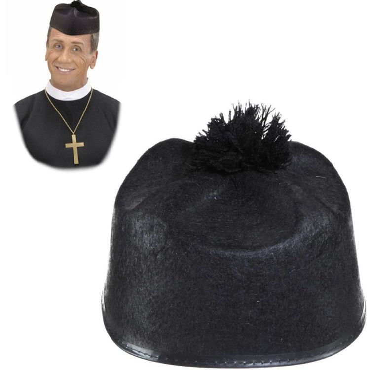 Pfarrer Hut schwarz Pastorenhut für Herren Pfarrer Hut schwarz Pastorenhut für Herren Kostüm-Zubehör Fasching Karneval Mottoparty Accessoire