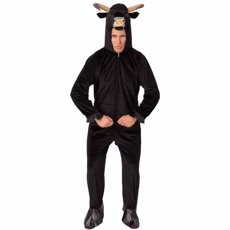 Stier Kostüm für Herren Gr. 54- 58 Overall schwarz Tier Tierkostüm Fasching Karneval Mottoparty Stier Kostüm von Vorne