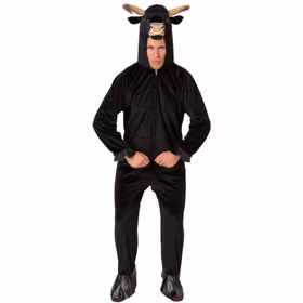 Stier Kostüm für Herren Gr. 54- 58 Overall schwarz Tier Tierkostüm Fasching Karneval Mottoparty Stier Kostüm von Vorne