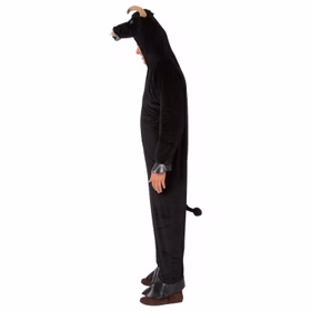 Stier Kostüm für Herren Gr. 54- 58 Overall schwarz Tier Tierkostüm Fasching Karneval Mottoparty Stier Kostüm von der Seite
