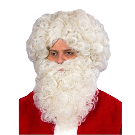Nikolausperücke naturfarben Weihnachtsmann-Perücke mit Bart für Herren