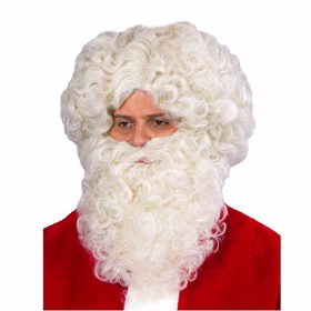 Nikolausperücke naturfarben Weihnachtsmann-Perücke mit Bart für Herren Weihnachtsmann-Bart Weihnachtsmann-Kostüm Weihnachten Nikolaus Advent Kostüm-Zubehör