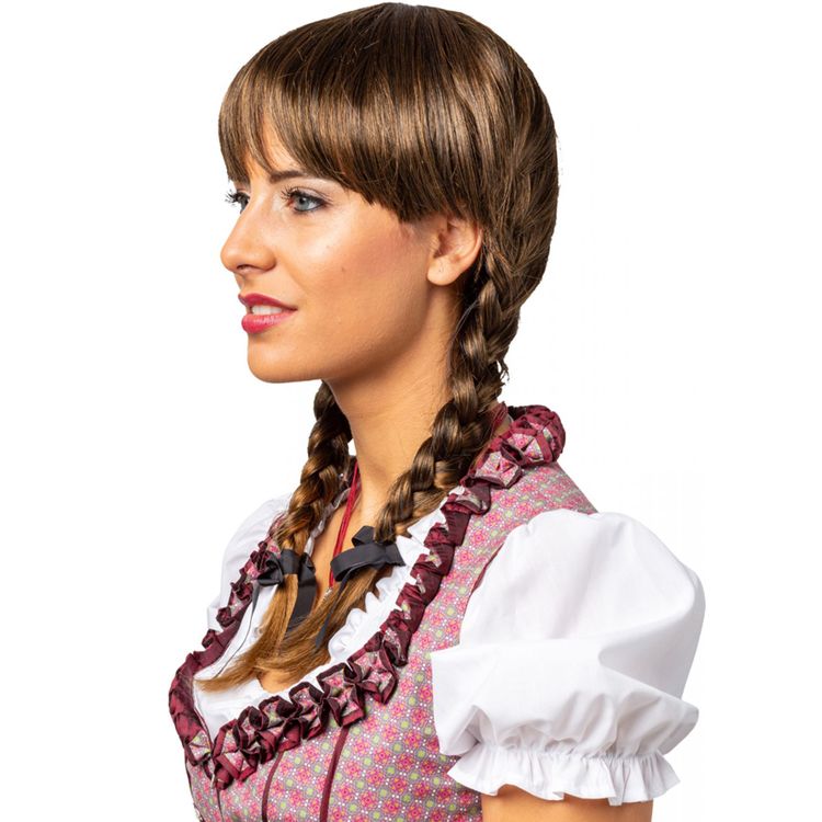 Perücke mit geflochtenen Zöpfen Lena braun Zopfperücke für Damen Perücke mit geflochtenen Zöpfen Lena braun Zopfperücke für Damen Oktoberfest Wiesn Wasen Kostüm-Zubehör Fasching Karneval Mottoparty