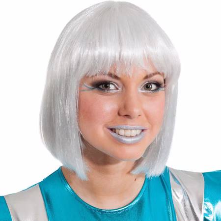 Space Perücke Space Girl weiß silbern Weltraum mit Bob-Schnitt für Damen Kostüm-Zubehör Galaxie Universum Fasching Karneval Mottoparty Space Perücke Space Girl weiß silbern Weltraum mit Bob-Schnitt für Damen Kostüm-Zubehör Galaxie Universum Fasching Karneval Mottoparty