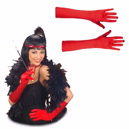 Satin-Handschuhe Charleston 40cm lang rot für Damen Kostüm-Zubehör Fasching Karneval Mottoparty Accessoire Satin-Handschuhe Charleston 40cm lang rot für Damen Kostüm-Zubehör Fasching Karneval Mottoparty Accessoire