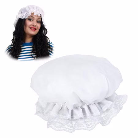 Schlafmütze weiß historische Nachthaube KW 54-58 cm für Damen Fasching Karneval Mottoparty Accessoire Betthaube Schlafwandlerin Schlafmütze weiß historische Nachthaube KW 54-58 cm für Damen Fasching Karneval Mottoparty Accessoire Betthaube Schlafwandlerin