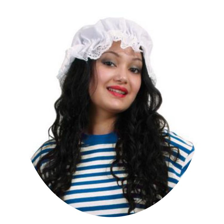 Schlafmütze weiß historische Nachthaube KW 54-58 cm für Damen Fasching Karneval Mottoparty Accessoire Betthaube Schlafwandlerin