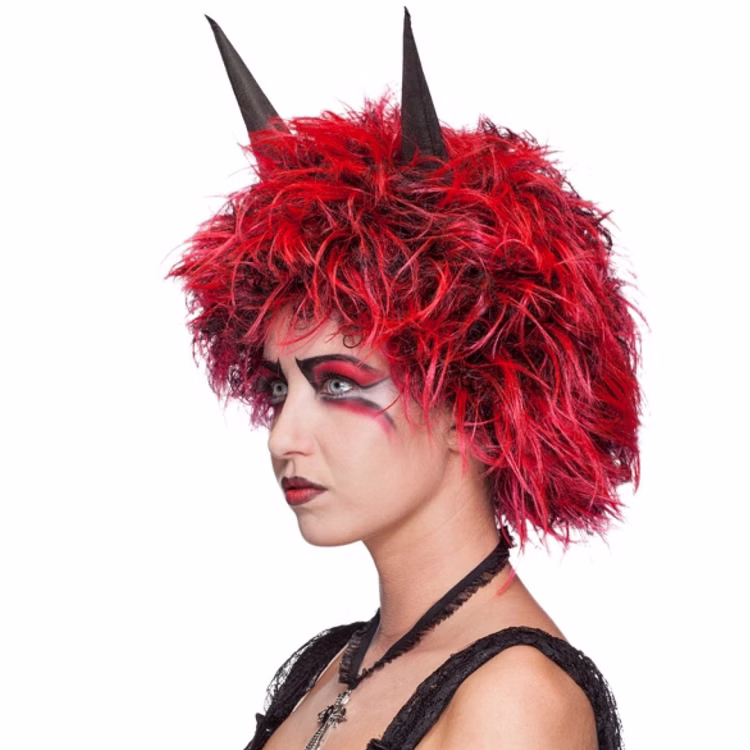 Teufel-Perücke mit Hörnern rot schwarz Diabolo für Erwachsene Halloween Fasching Karneval Mottoparty Perücke für Damen & Herren Teufel-Perücke mit Hörnern rot schwarz Diabolo für Erwachsene Halloween Fasching Karneval Mottoparty Perücke für Damen & Herren