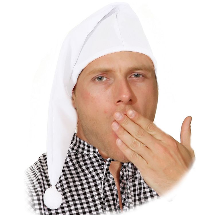 Weiße Zipfelmütze Schlafmütze mit Bommel Zipfelmütze mit Bommel 55 cm weiß Kostüm Zubehör für Damen & Herren Schlafwandler-Kostüm Poet Schlafmütze Fasching Karneval Mottoparty JGA