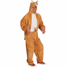 Känguru Kostüm Tier Overall mit Baby-Känguru für Herren Gr. 54-58 Braun Tier Tierkostüm Fasching Karneval Mottoparty Australien andere Länder Outback Känguru Kostüm Tier Overall mit Baby-Känguru für Herren seitlich von Vorne