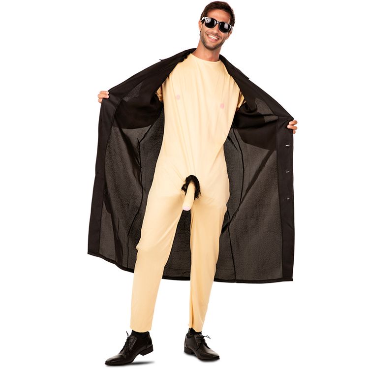 Exhibitionist Kostüm Entblößer für Herren Exhibitionist Kostüm Entblößer für Herren mit geschlossenem und geöffnetem Mantel von Vorne