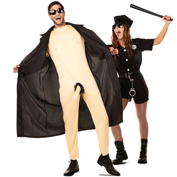 Exhibitionist Kostüm Entblößer für Herren Exhibitionist Kostüm Entblößer für Herren mit geschlossenem und geöffnetem Mantel von Vorne