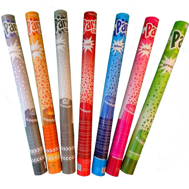 Konfettikanone 60 cm, Shooter in verschiedenen Farben Konfettishooter weiss 60cm, Feuerwerk für Geburtstage ohne Genehmigung Indoor Feuerwerk